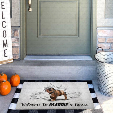Personalized Dog Gift Idea - Funny Creative Line Art Dog For Dog Lovers - Doormat